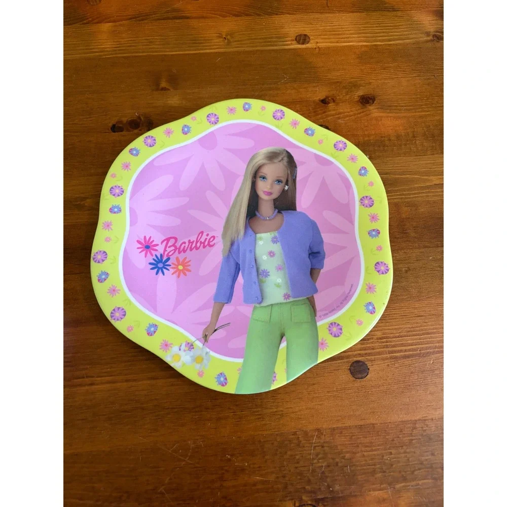 Vintage 1999 Barbie Plate and Bowl Set Selandia Melamine Floral Green Pink 90s‎